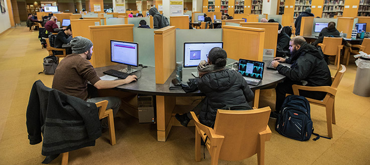 Our students conduct much of their research using the hundreds of computers in our library.
