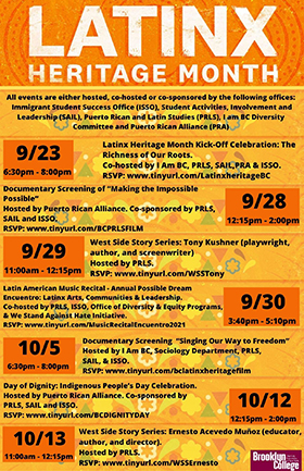 Poster for Latinx Heritage Month Events