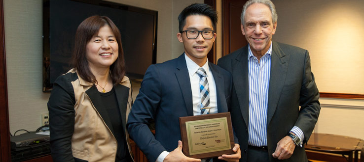 Brooklyn College senior Zhijun (Lexis) Xia won the First Prize of the MDSII Security Analysis Awards on December 6, 2017, and received a $2,000 scholarship.