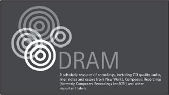 Logo for DRAM, formally the Database of Recorded American Music <a href=