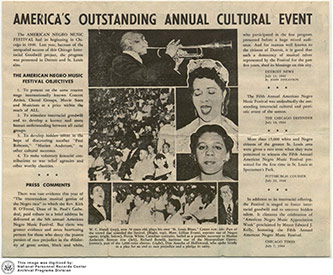 American Negro Music Festival: America’s Outstanding Cultural Event, Chicago Times, 7 July 1944, National Personnel Records Center, Archival Programs Division.