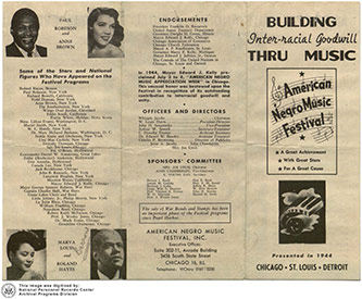 American Negro Music Festival: 1944 Program, National Personnel Records Center, Archival Programs Division.