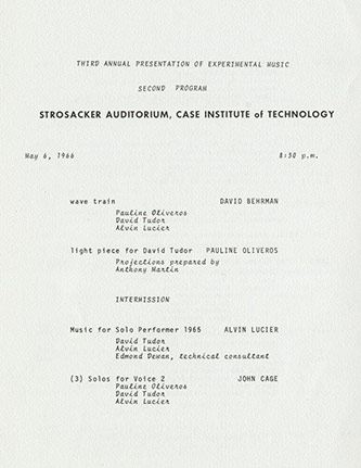 Program from May 1966 concert at the Case Institute of Technology
