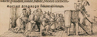 An early modern copy of Erasmus' Moriae Encomium, illustrated by Hans Holbein.