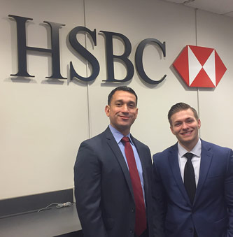 Daniel Menendez ’08, vice president and senior branch manager at HSBC, with his mentee, Sebastian Komuda