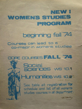 Poster designed by Professor Fredrica Wachsberger, Department of Art, and coordinator of the Women's Studies Program, 1975–79.