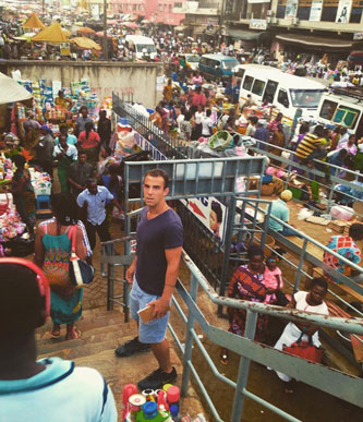 Preparing to take the plunge into Kumasi Central Market, Kumasi, Ghana.