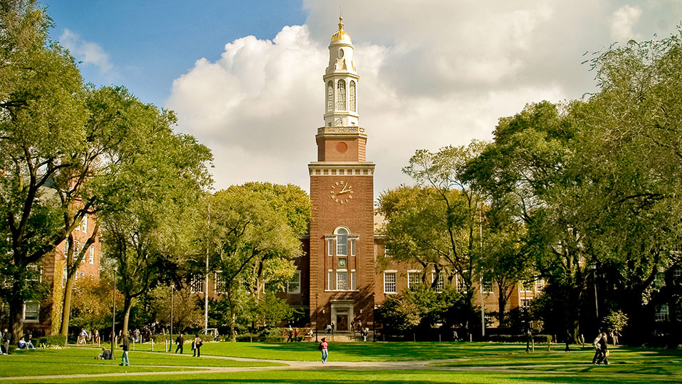 View of the Brooklyn College campus and Library