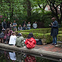 On May 15, the campus community was treated to performances by up-and-coming student poets and musicians at the Poetry at the Pond event, held near the college's picturesque lily pond. 