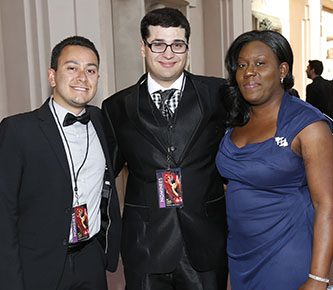From left, Michael Gomez, Anthony Tart, and Nickesha Johnson at the College Television Awards in Los Angeles. 