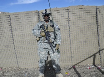 Senior and political science major Isiah James during his 12-month, third deployment in Maiwand, Afghanistan, as a member of the Headquarters and Headquarters Company, 3rd Squadron, 2nd Cavalry Regiment.