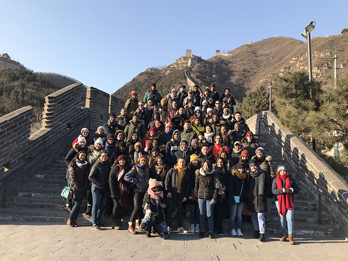 Sixty-eight students from Brooklyn College, other CUNY campuses, and beyond visit The Great Wall of China during their winter intersession trip. 