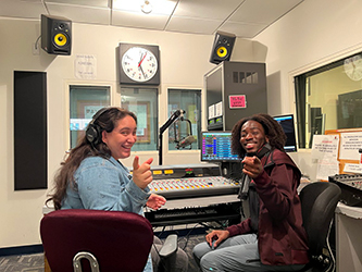 (Left to right) Kaylin Guzman JD Duncan of WBRC Radio, the student-run radio station at Brooklyn College. 