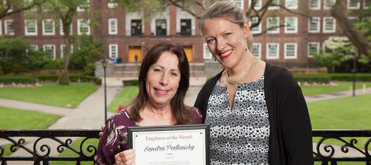 Sandra Podhaisky—May Employee of the Month, with President Michelle J. Anderson.